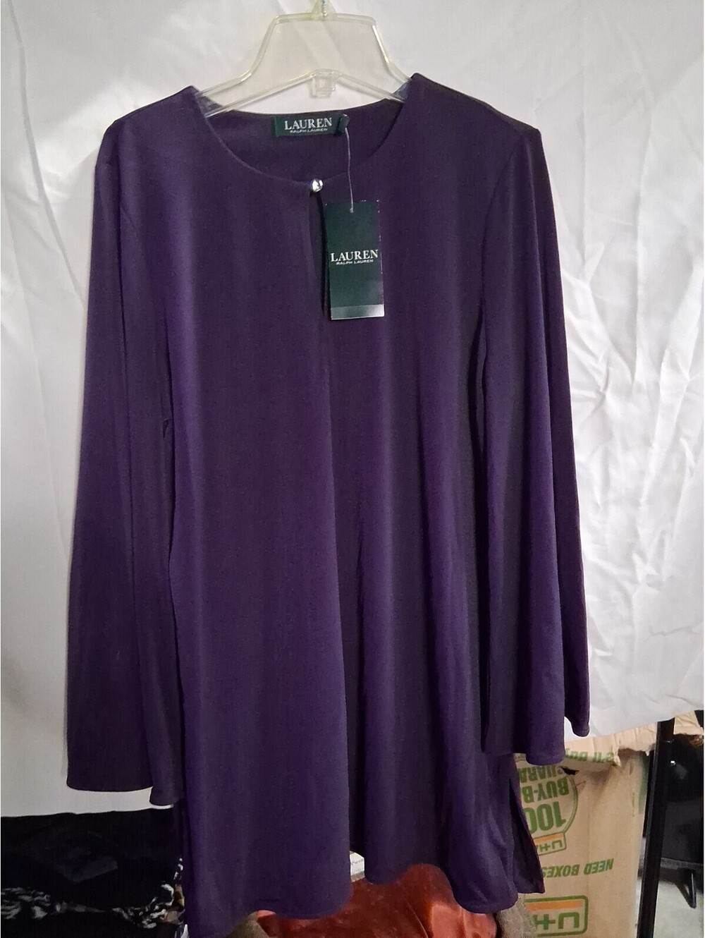 Ralph Lauren Purple Keyhole Blouse 3/4 Sleeve Medium NWT K2
